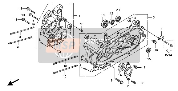 Honda SH125S 2007 CRANKCASE for a 2007 Honda SH125S